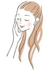 目を閉じる女性