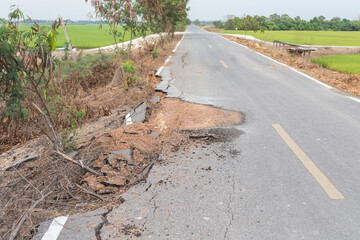 Asphalt surface on the street was demolished due to poor construction.