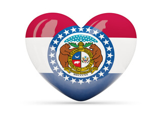 Obraz premium Flag of missouri, US state heart icon