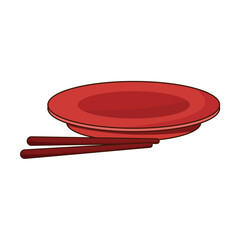 drawn plate and chopsticks food chinese vector illustration