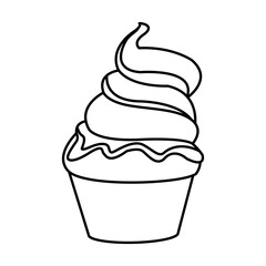 ice cream fresh cold sweet outline vector illustration