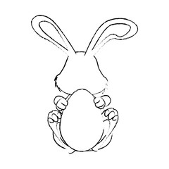 Cute easter bunny cartoon icon vector illustration graphic design