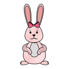 Cute easter bunny cartoon icon vector illustration graphic