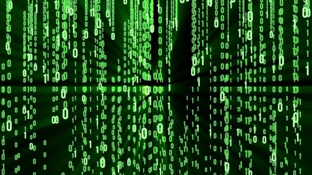 Abstract Matrix Background. Binary Computer Code. Coding and Hacker concept. Motion Tech Background. Available in 4K FullHD and HD video render footage.