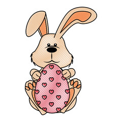 Cute easter bunny cartoon icon vector illustration graphic