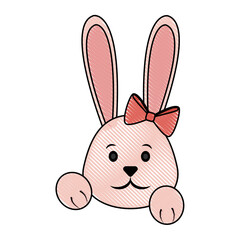 Cute easter bunny cartoon icon vector illustration graphic