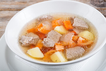 Bowl of meat soup