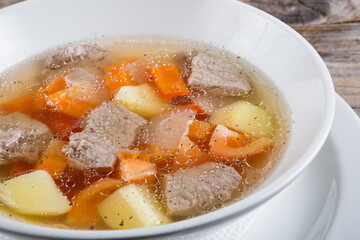 Bowl of meat soup