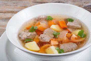 Bowl of meat soup