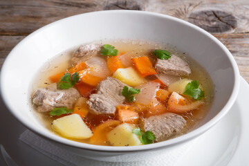 Bowl of meat soup