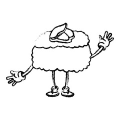 kawaii roll sushi oriental food traditional dinner vector illustration