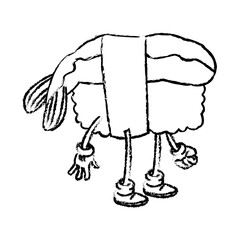 kawaii roll sushi oriental food traditional dinner vector illustration