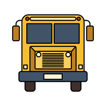 colorful silhouette image front view school bus with wheels vector illustration