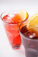 Lemonade glass on white background