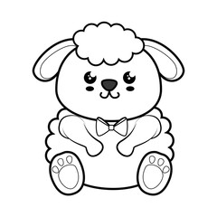 Sheep kawaii cartoon icon vector illustration graphic design