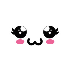 Cute kawaii cartoon face icon vector illustration graphic design