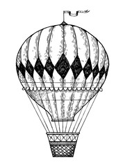 Vintage air balloon engraving style vector