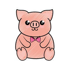 Pig kawaii cartoon icon vector illustration graphic design