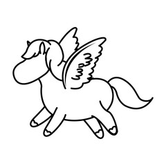 beautiful horse pony wings foal toy vector illustration