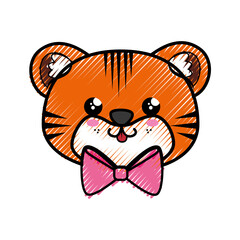 Tiger kawaii cartoon icon vector illustration graphic design