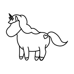 cute unicorn animal fantasy horse horn lovely vector illustration