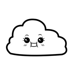 kawaii cloud with facial expressions cartoon funny vector illustration