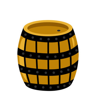 Wooden rum barrel icon. Children drawing vector illustration isolated on white background.