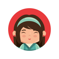 Cute japanese girl cartoon icon vector illustration graphic design