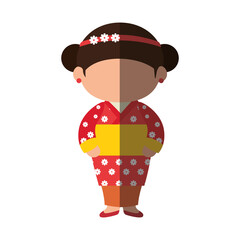 Cute japanese girl cartoon icon vector illustration graphic design