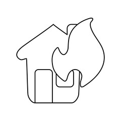 line emergency house burnt and dangerous disaster vector illustration
