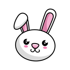 kawaii happy rabbit icon over white background. vector illustration