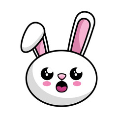 kawaii surprised rabbit icon over white background. vector illustration