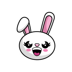 Fototapeta na wymiar kawaii happy rabbit icon over white background. vector illustration