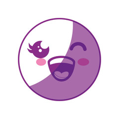 kawaii happy face icon over white background. vector illustration