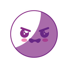 kawaii angry face icon over white background. vector illustration