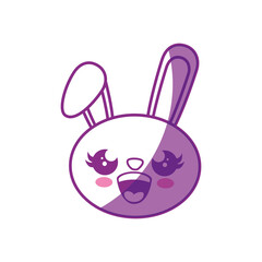 Obraz premium kawaii happy rabbit icon over white background. vector illustration