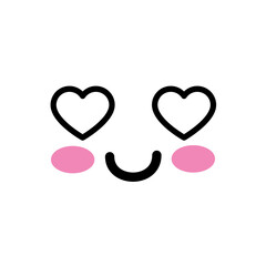 kawaii in love face icon over white background. vector illustration