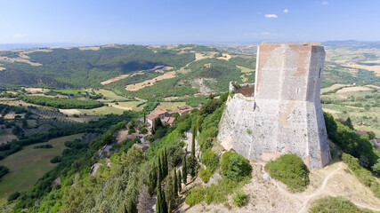 Fototapeta na wymiar Wonderful aerial view of Rocca di Castiglione, Val D'Orcia - Tuscany - Italy