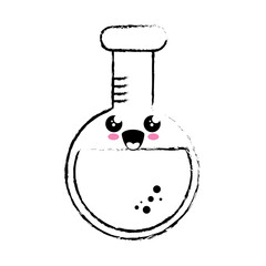kawaii chemical flask icon over white background. vector illustration