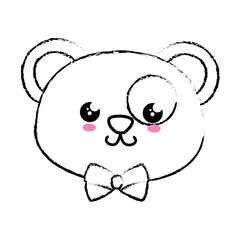 kawaii panda bear icon over white background. vector illustration