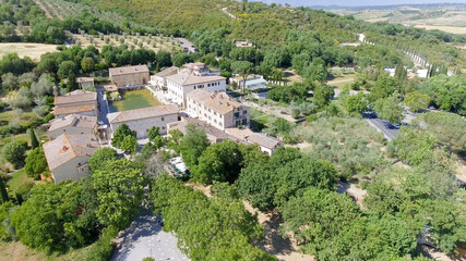 Fototapeta na wymiar Amazing aerial view of Bagno Vignoni, Tuscany - Italy