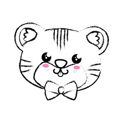 kawaii tiger icon over white background. vector illustration