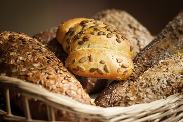 Various types of bread in a basket different types of bread bread of different varieties