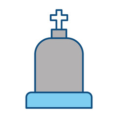 tombstone with cross and religion funeral vector illustration