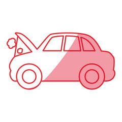 silhouette car burnt engine and dangerous diagnostic vector illustration