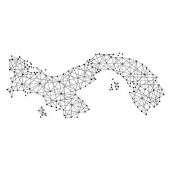 Map of Panama from polygonal black lines and dots of vector illustration