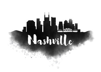 Obraz premium Watercolor Nashville City Skyline