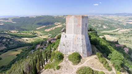 Fototapeta na wymiar Wonderful aerial view of Rocca di Castiglione, Val D'Orcia - Tuscany - Italy