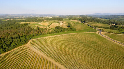 Fototapeta na wymiar Beautiful hills of Tuscany, aerial view