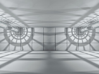 Abstract modern architecture background, empty white open space interior. 3D rendering